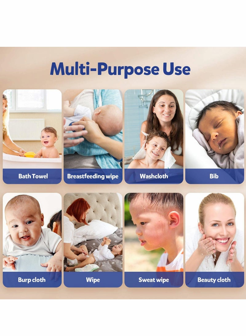 Baby Muslin Washcloths, Kids Face Towel Burp Cloths in Classified Design, Soft Fluffy Breathable Newborn Wash Wipes (6Pack) - Image 5